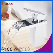 Fyeer Chrome Short Arc Rechteckigen Auslauf Einhand Wasserfall Badezimmer Waschbecken Wasserhahn Wasser Mischbatterie